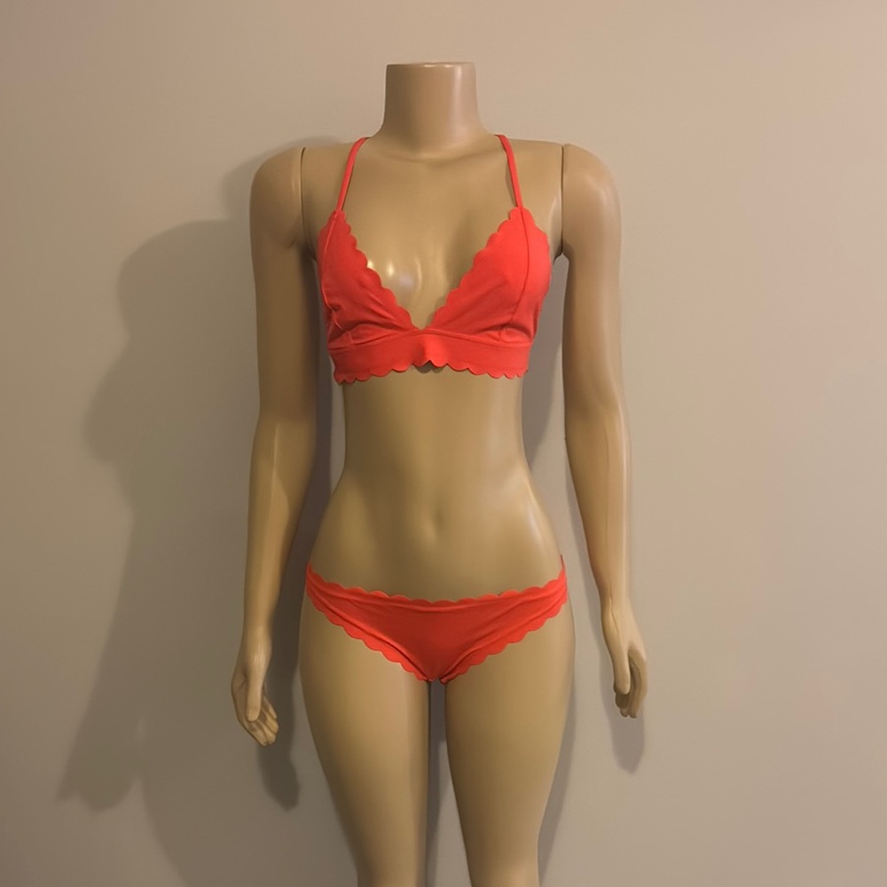 Red Scalloped Bikini Set